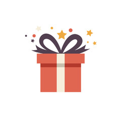 Colorful gift box with stars and confetti, symbolizing celebration and joy