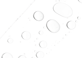 a numerous water droplets are scattered isolated on white background PNG