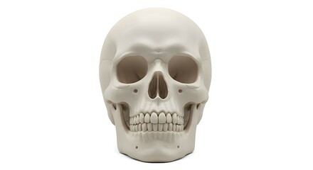 Fototapeta premium Realistic Halloween Skull Close-Up on White Background 