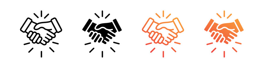 Partnership Handshake Multiple Style Icon Set Vector 