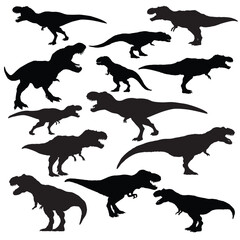 Collection of Silhouettes T-Rex or Tyrannosaurus rex
