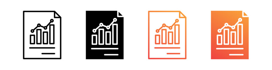 Business Report Multiple Style Icon Set Vector 