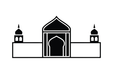 Simple Black and White Mosque Illustration Icon