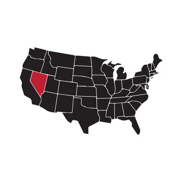 Nevada Highlighted on United States Map &ndash; Vector Silhouette
