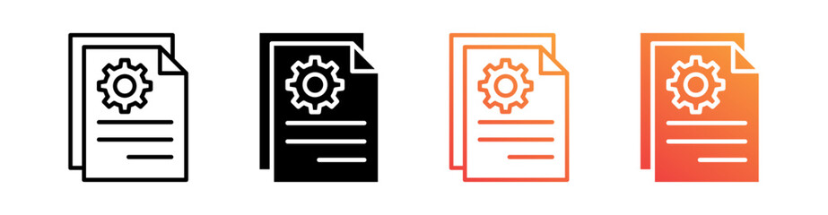 Document Management Multiple Style Icon Set Vector 