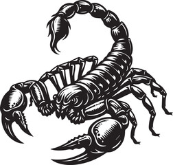 Black and White Scorpion Vector Illustration &ndash; Aggressive Insect Tattoo Design	
