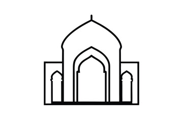 Minimalist Mosque Outline with Arches and Dome