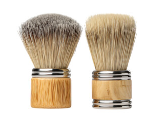 Classic Wooden Shaving Brushes on White Backdrop