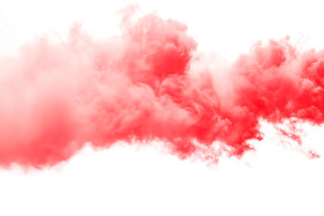  coral red smoke cloud isolated on white background PNG,ai generated