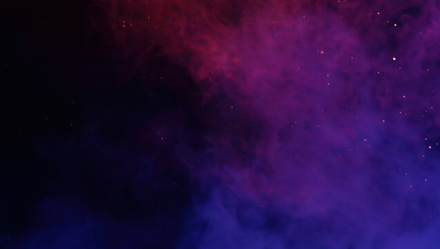 Vapor en tonos morados y rosas, con un cielo oscuro de fondo.