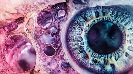 Human eye retina precision concept, Abstract Close-Up of Eye with Colorful Patterns and Textures