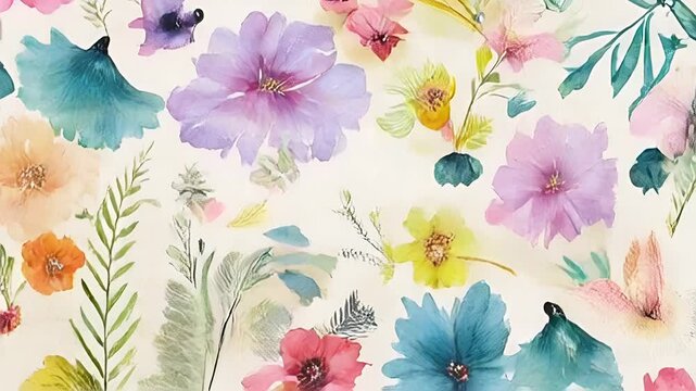 seamless floral pattern with watercolor abstract 