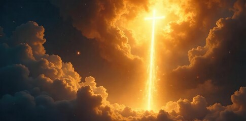 A dramatic depiction of divine light descending upon a staff, symbolizing a powerful blessing bestowed from above ,  covenant,  revelation