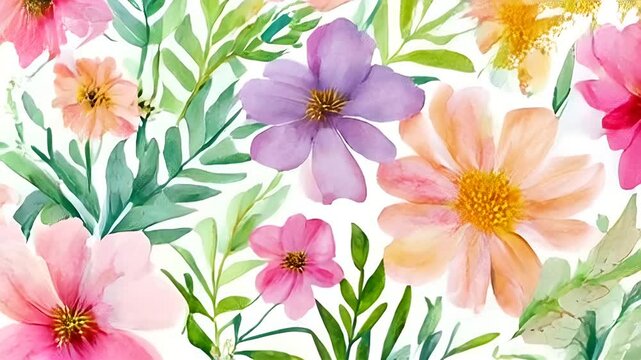 seamless floral pattern with watercolor abstract 