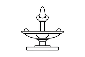 Simple Line Drawing of a Classic Tiered Fountain