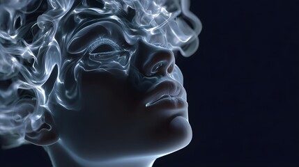 Obraz premium Striking abstract portrait composed of billowing smoke and dramatic lighting, creating a surreal, evocative, and captivating image