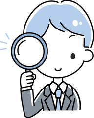 ルーペを持つスーツ姿の男性.eps
