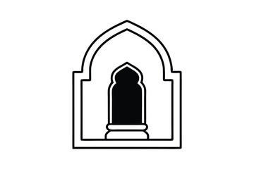 Islamic Archway Illustration Black and White Minimalist Design
