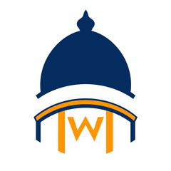 Naklejka premium Abstract capitol dome logo with w initial isolated on white background