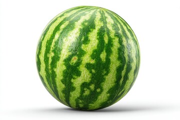 Round, vibrant green and white striped watermelon