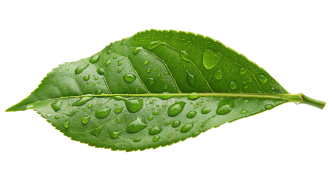 Fresh green leaf with water drops close up nature beauty plant leaves botanical foliage wet dew freshness 100