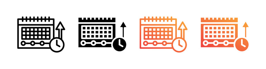 Time Management Multiple Style Icon Set Vector 