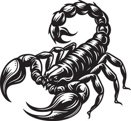 Black and White Scorpion Vector Illustration – Aggressive Insect Tattoo Design	
