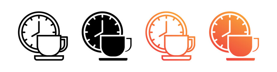 Coffee Break Multiple Style Icon Set Vector 