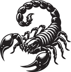 Black and White Scorpion Vector Illustration – Aggressive Insect Tattoo Design	
