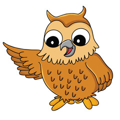 Cute cartoon hand drawn vector owl clipart.
