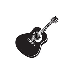 Fototapeta premium Minimalist Guitar Silhouette - Guitar Vector Art - Acoustic Instrument Illustration.