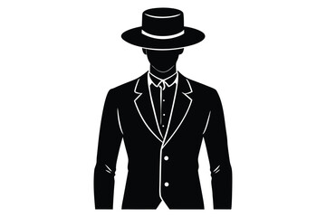 Elegant groom in silk hat and buttoned shirt