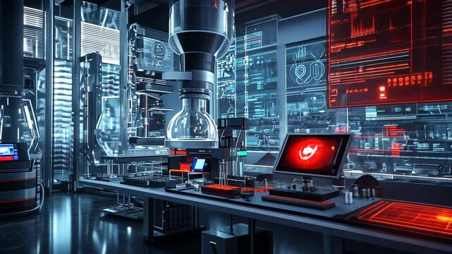 Futuristic laboratory interior with advanced technology