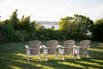 Adirondack Chairs Overlooking Coastal Newport View