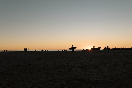 Sunset silhouette on the beach
