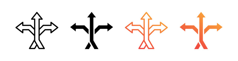 Direction Multiple Style Icon Set Vector 