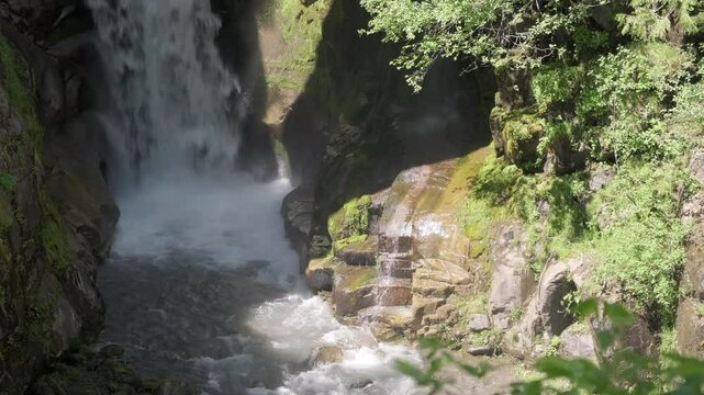Narada Falls Waterfall Cascade in Mount Rainier National Park, Washington, USA