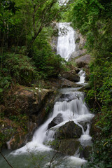 Natural scenery of streams and waterfalls in the mountains and forests