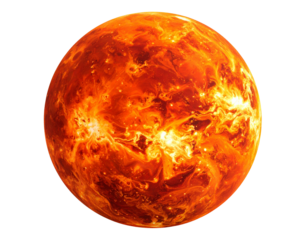 Fiery Red Planet with Textured Surface, Isolated on White Background.PNG
