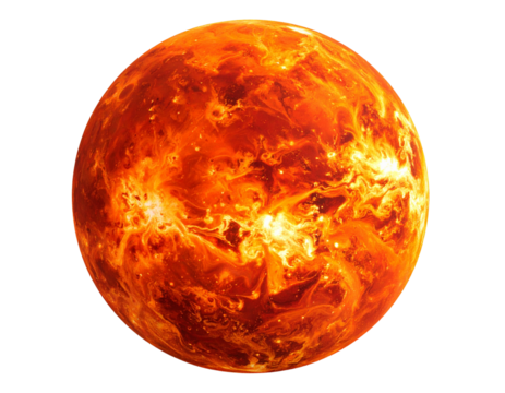 Fiery Red Planet with Textured Surface, Isolated on White Background.PNG