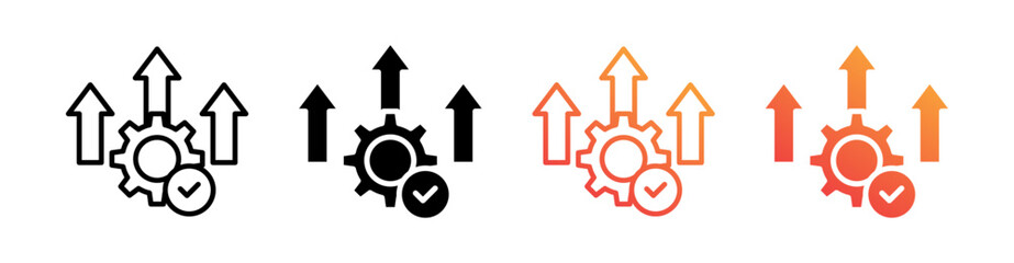 Improvement Multiple Style Icon Set Vector 