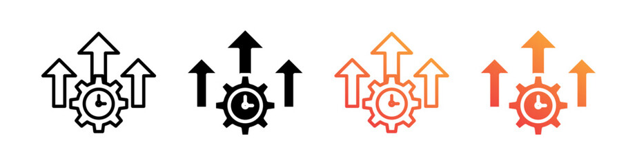 Performance Multiple Style Icon Set Vector 