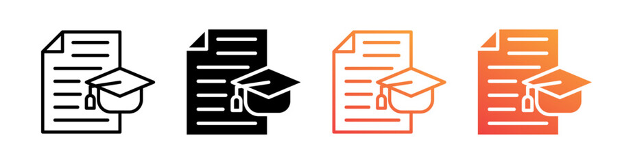 Training Document Multiple Style Icon Set Vector 