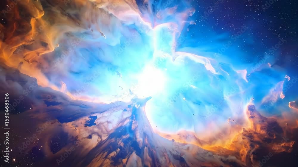 Wall mural vibrant nebula of gas and dust in deep space with bright star forming region and starry background s