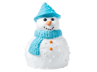  snowman with blue hat and scarf isolated on white background PNG