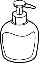 Dish soap dispenser outline vector illustration, line art