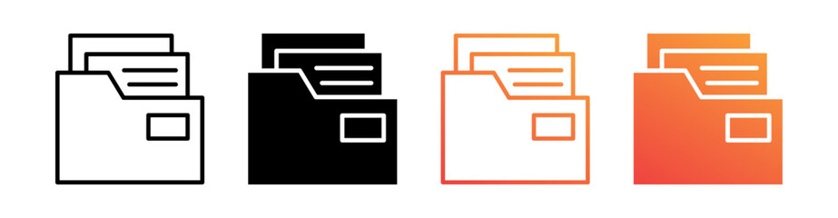 Folder Multiple Style Icon Set Vector 
