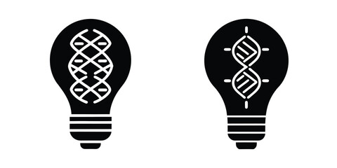 Light Bulb Filled With DNA Base Pair Icons Symbolizing Genetic Innovation Isolated on White Background