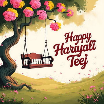 Happy hariyali teej indian festival social media post 