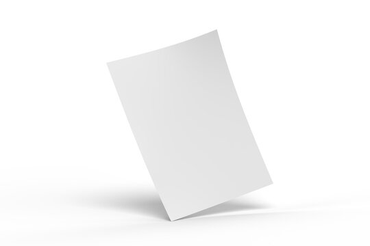 3D realistic blank A4 format paper flyer mockup isolated. Sheet design template for presentation poster, newspaper, flyer, brochure, cover, magazine, card, paper note, postcard, letter or invitation